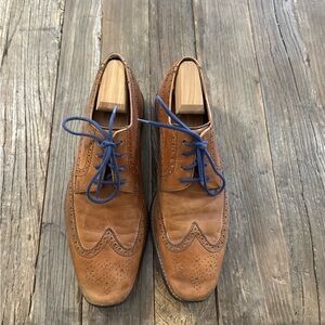 Cole Haan Tan Leather Oxfords with Blue Laces